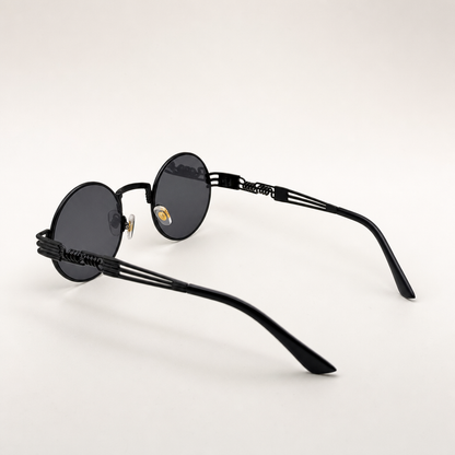 Retro Steampunk Round Sunglasses – Gold/Black Wire Frame UV400 Eyewear