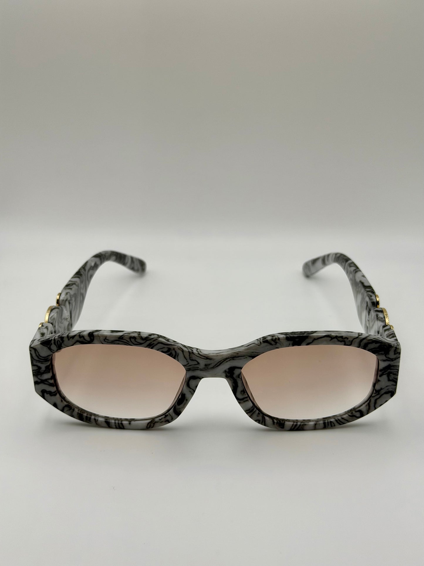 Vintage Rectangle Black Sunglasses | Retro Designer-Inspired Shades | Gold Medallion Statement Glasses | UV Protection Women Sunglasses