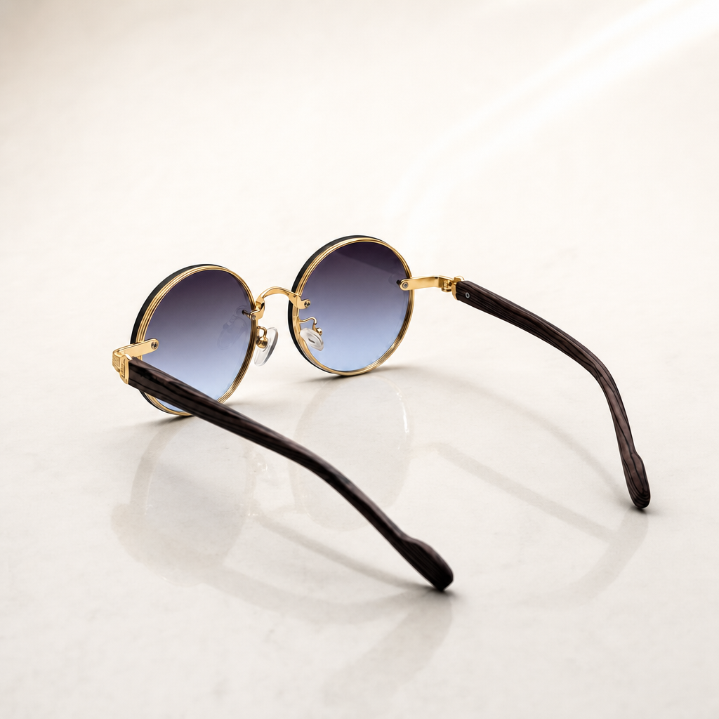 Round Vintage Sunglasses for Women & Men - Gradient Tinted Retro Circle Shades - Gold Frame Boho Festival Eyewear UV400