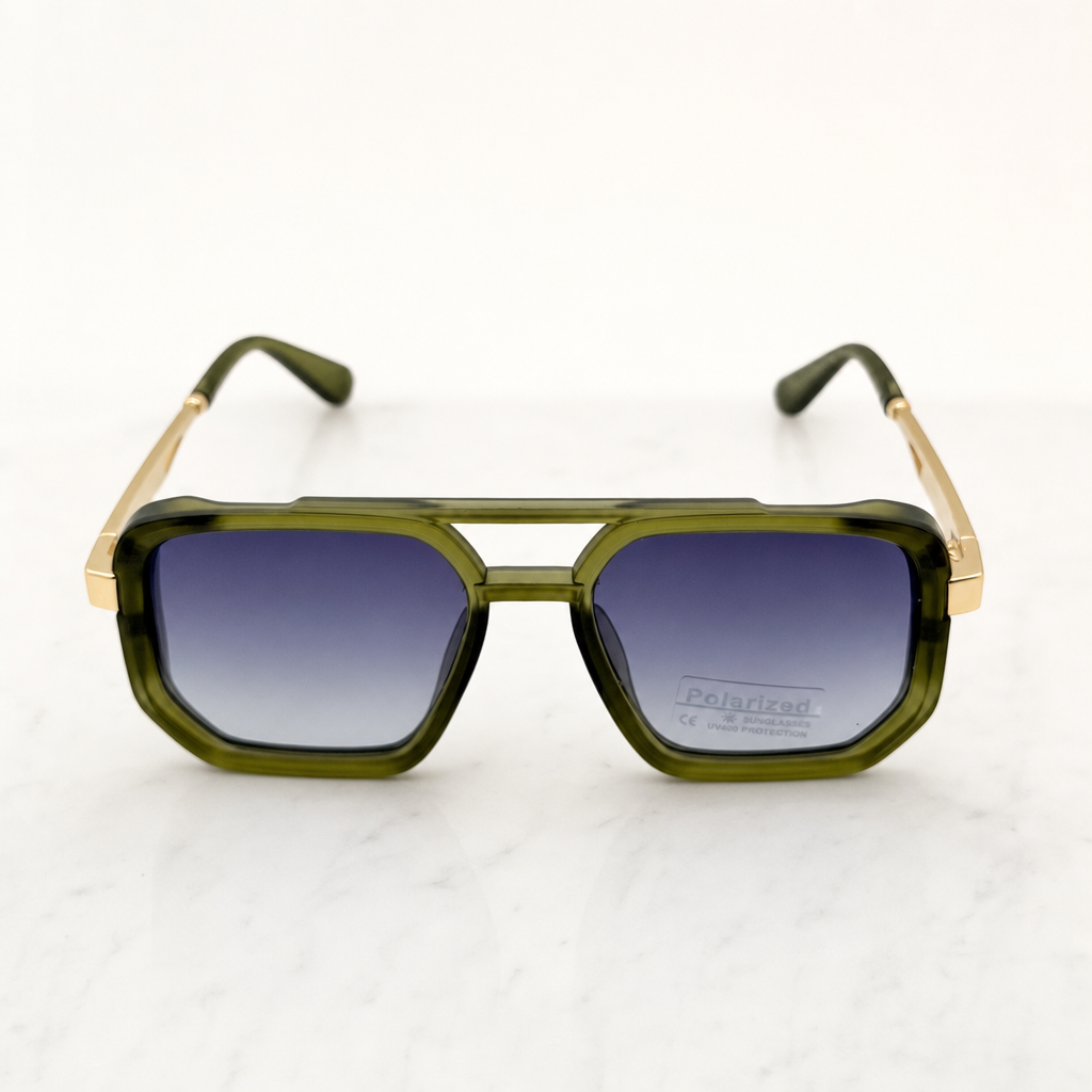 Retro Square Pilot Shades | Polarized UV400 Glasses | Unisex Eyewear