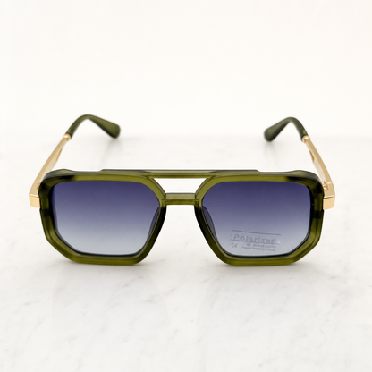 Retro Square Pilot Shades | Polarized UV400 Glasses | Unisex Eyewear