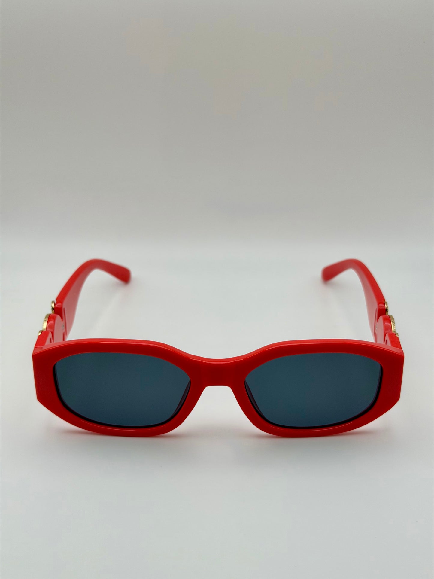 Vintage Rectangle Black Sunglasses | Retro Designer-Inspired Shades | Gold Medallion Statement Glasses | UV Protection Women Sunglasses