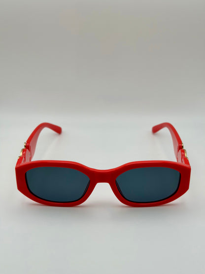 Vintage Rectangle Black Sunglasses | Retro Designer-Inspired Shades | Gold Medallion Statement Glasses | UV Protection Women Sunglasses