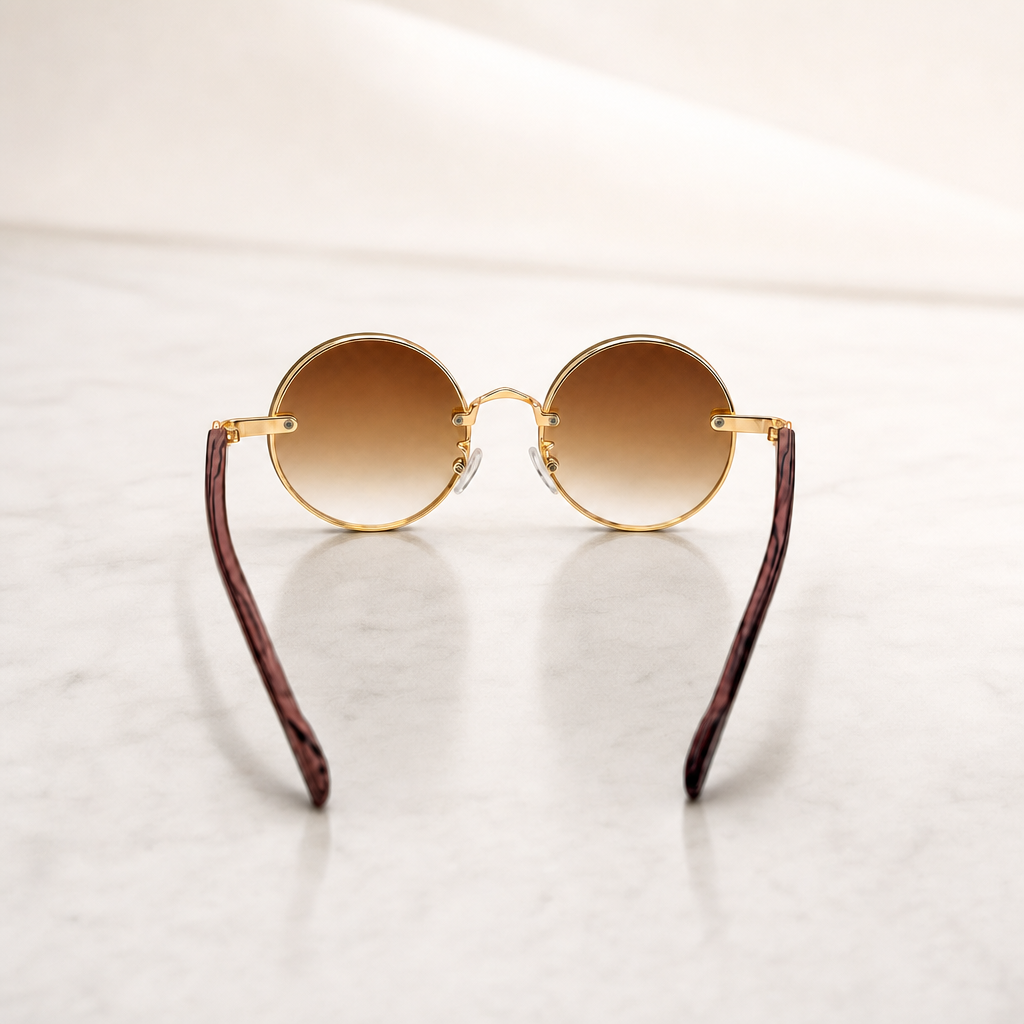 Round Vintage Sunglasses for Women & Men - Gradient Tinted Retro Circle Shades - Gold Frame Boho Festival Eyewear UV400