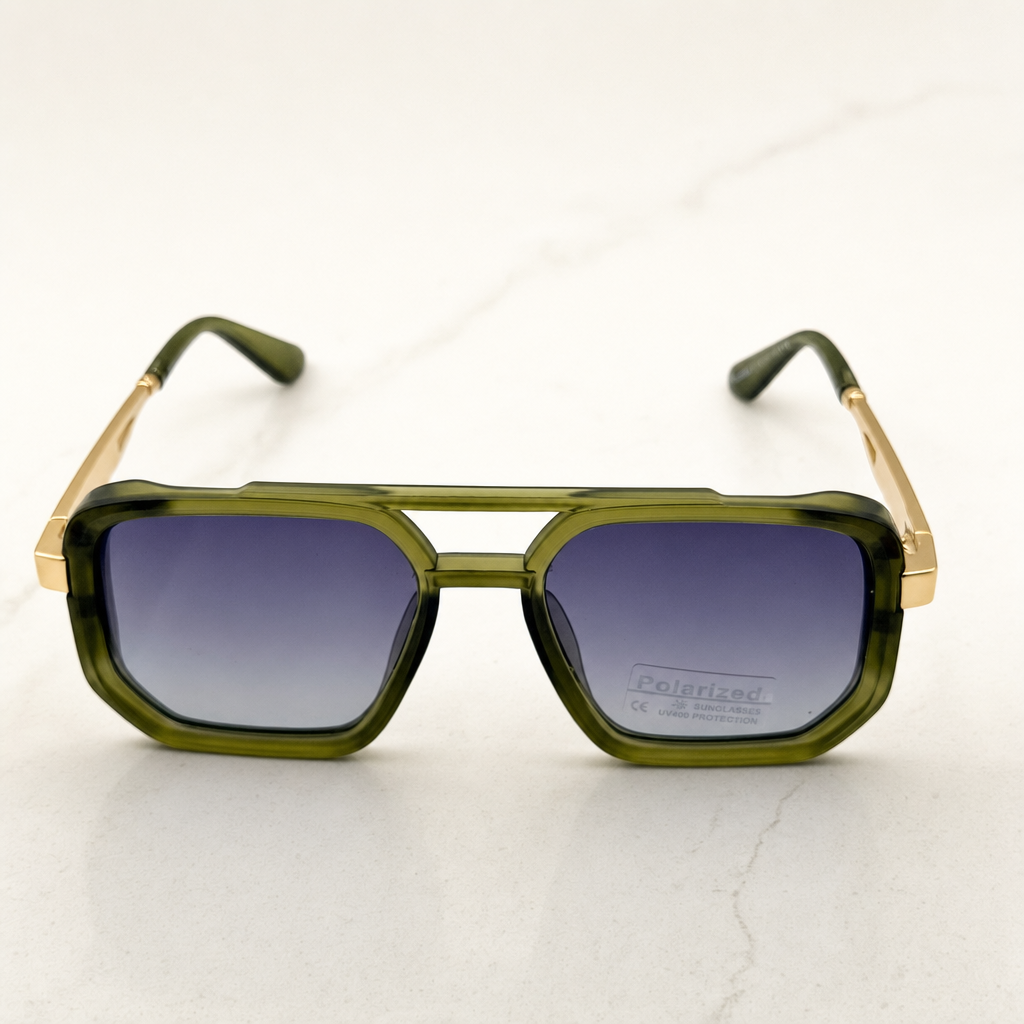 Retro Square Pilot Shades | Polarized UV400 Glasses | Unisex Eyewear
