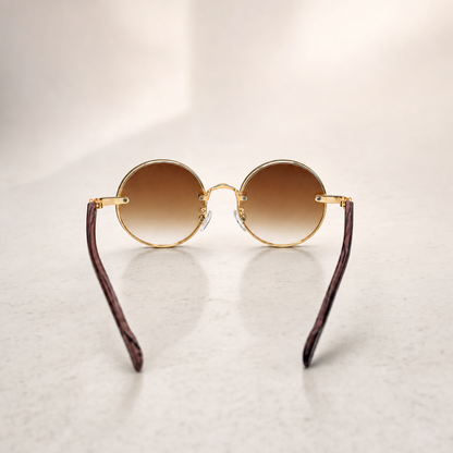 Round Vintage Sunglasses for Women & Men - Gradient Tinted Retro Circle Shades - Gold Frame Boho Festival Eyewear UV400