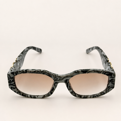 Vintage Rectangle Black Sunglasses | Retro Designer-Inspired Shades | Gold Medallion Statement Glasses | UV Protection Women Sunglasses