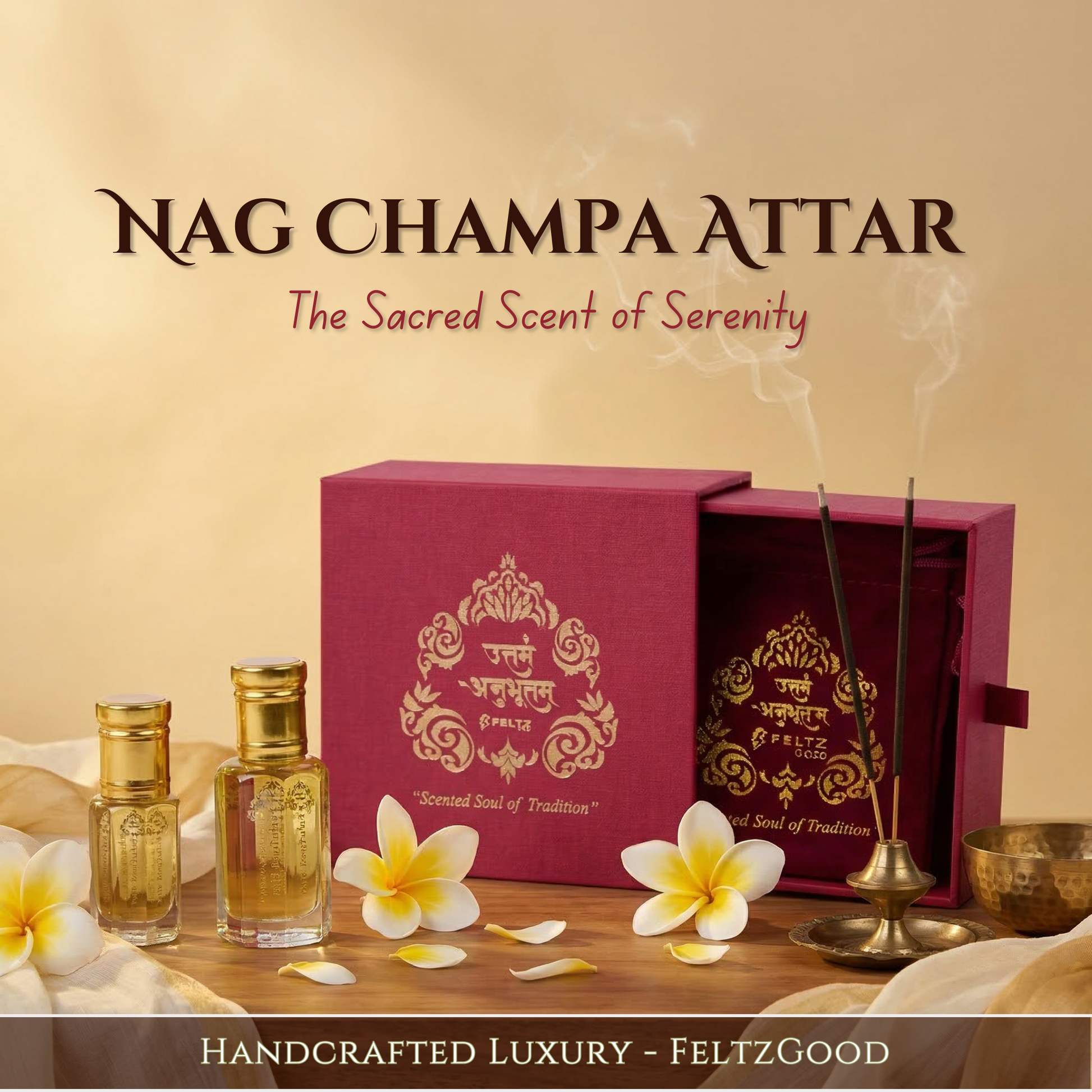 Nag Champa Attar Perfume Oil Natural Floral Woody Fragrance Kannauj Gift Box - Alcohol-Free Traditional Indian Attar Perfume Oil - View 1