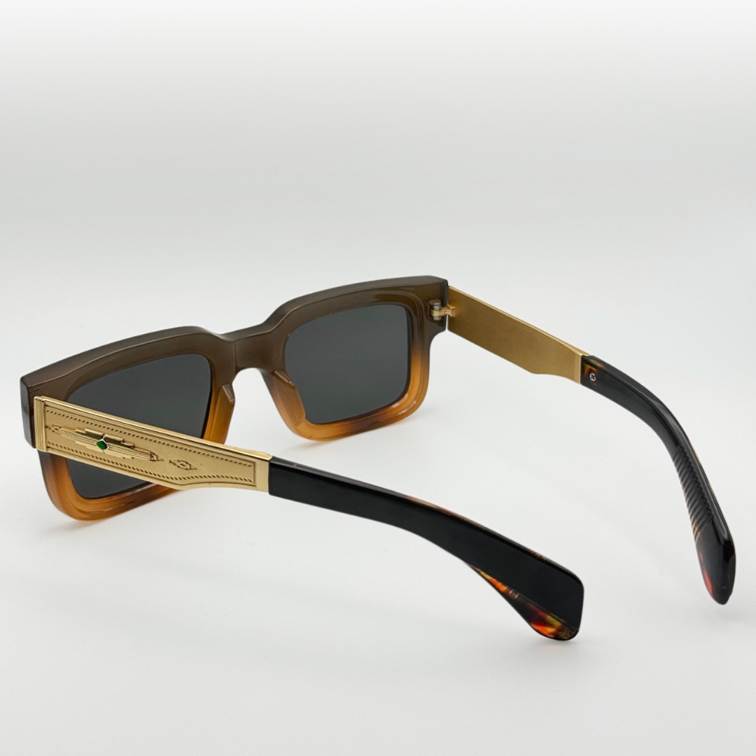 Vintage Polarized Square Sunglasses Amber Gold Frame adjustable tint sunglasses - View 8