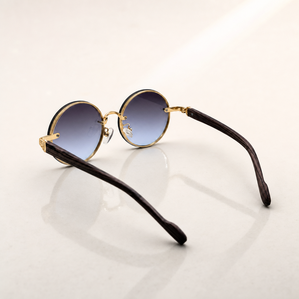 Round Vintage Sunglasses for Women & Men - Gradient Tinted Retro Circle Shades - Gold Frame Boho Festival Eyewear UV400