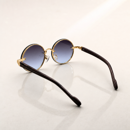 Round Vintage Sunglasses for Women & Men - Gradient Tinted Retro Circle Shades - Gold Frame Boho Festival Eyewear UV400