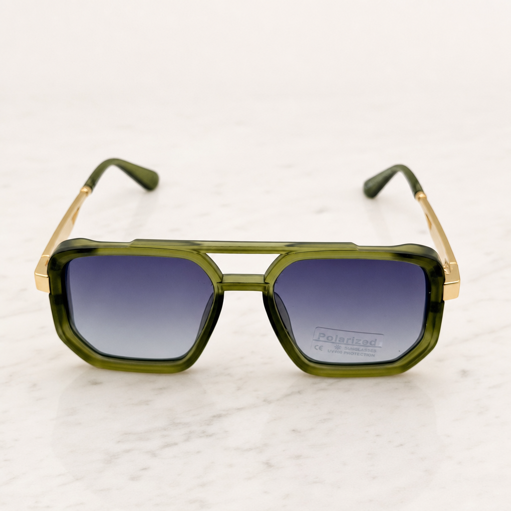 Retro Square Pilot Shades | Polarized UV400 Glasses | Unisex Eyewear