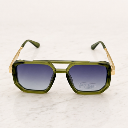 Retro Square Pilot Shades | Polarized UV400 Glasses | Unisex Eyewear