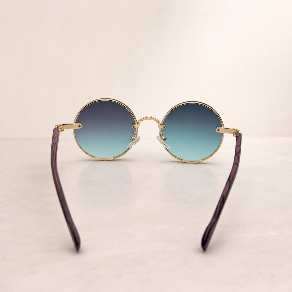 Round Vintage Sunglasses for Women & Men - Gradient Tinted Retro Circle Shades - Gold Frame Boho Festival Eyewear UV400