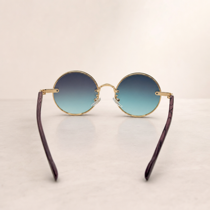 Round Vintage Sunglasses for Women & Men - Gradient Tinted Retro Circle Shades - Gold Frame Boho Festival Eyewear UV400