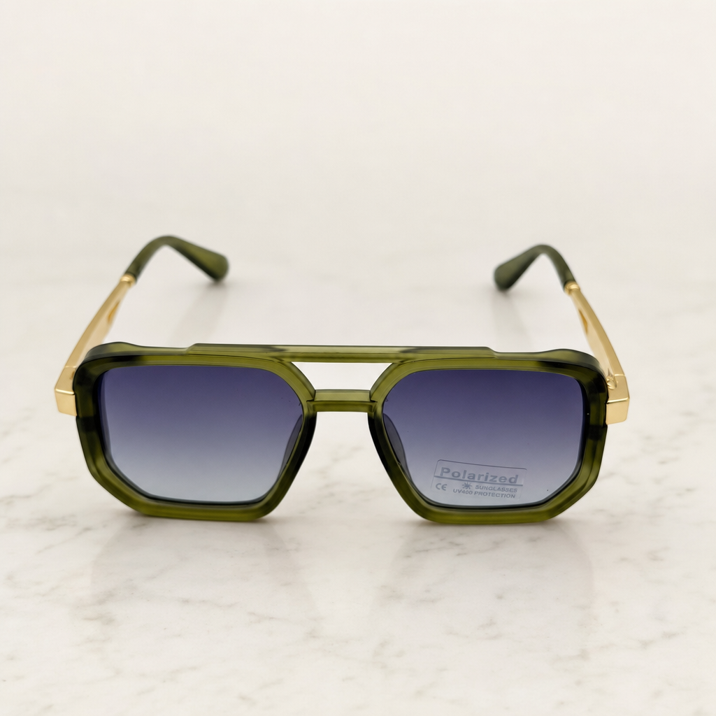 Retro Square Pilot Shades | Polarized UV400 Glasses | Unisex Eyewear
