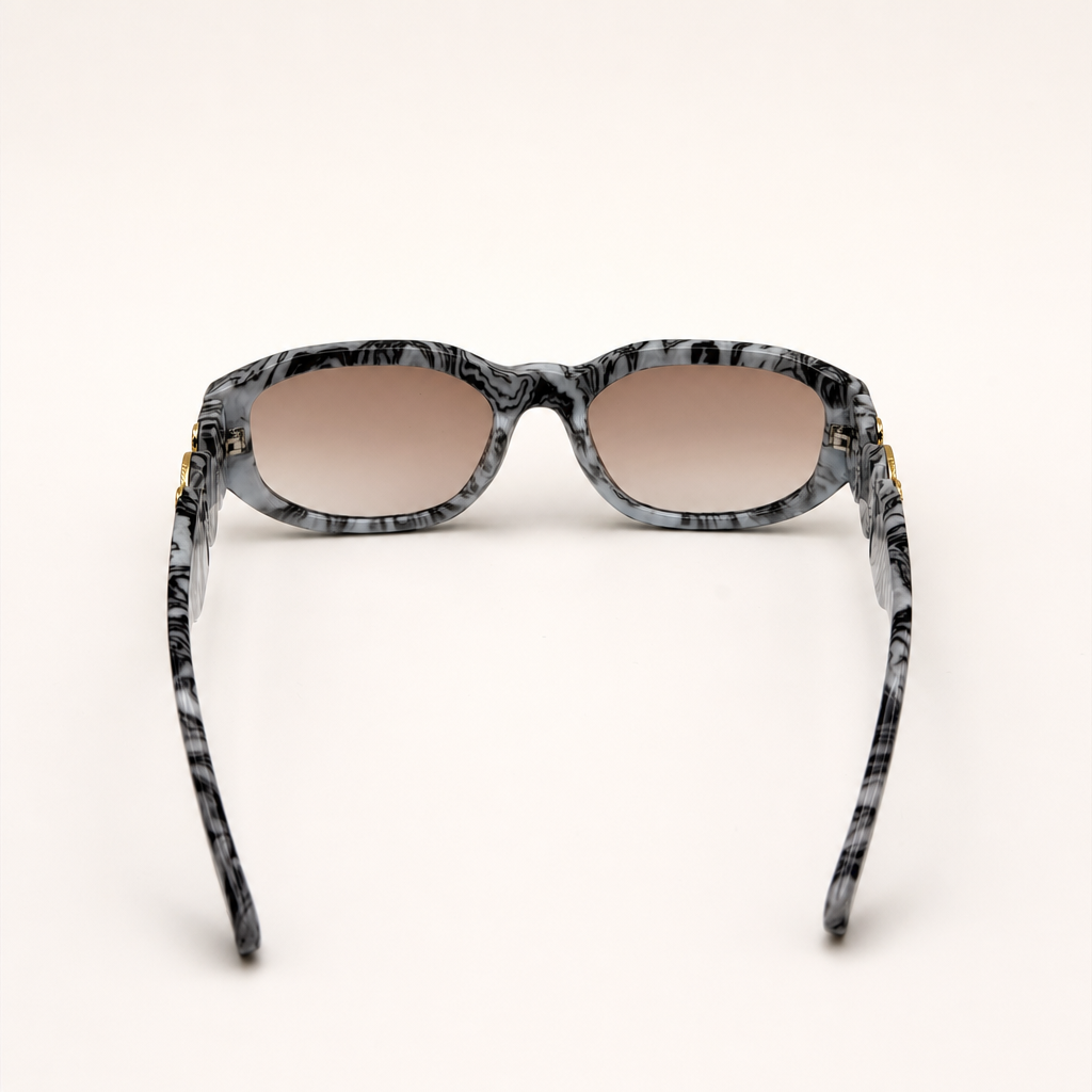 Vintage Rectangle Black Sunglasses | Retro Designer-Inspired Shades | Gold Medallion Statement Glasses | UV Protection Women Sunglasses