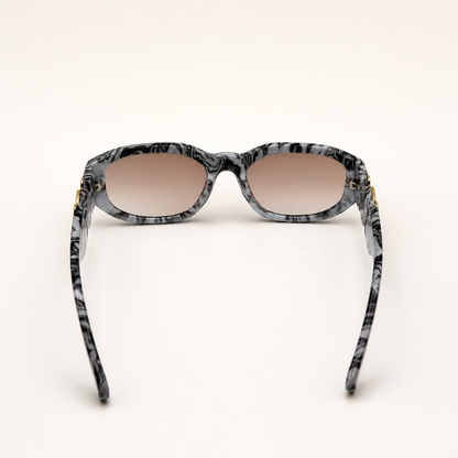 Vintage Rectangle Black Sunglasses | Retro Designer-Inspired Shades | Gold Medallion Statement Glasses | UV Protection Women Sunglasses
