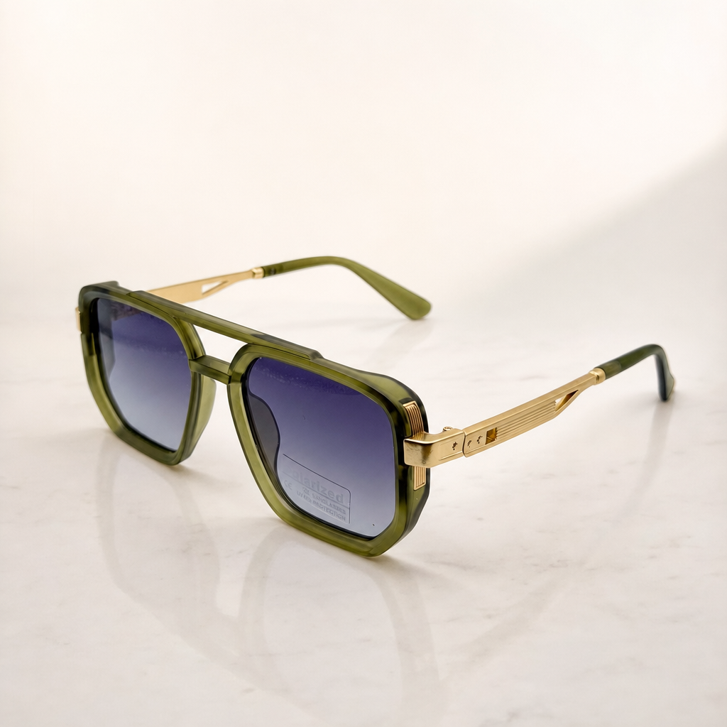 Retro Square Pilot Shades | Polarized UV400 Glasses | Unisex Eyewear