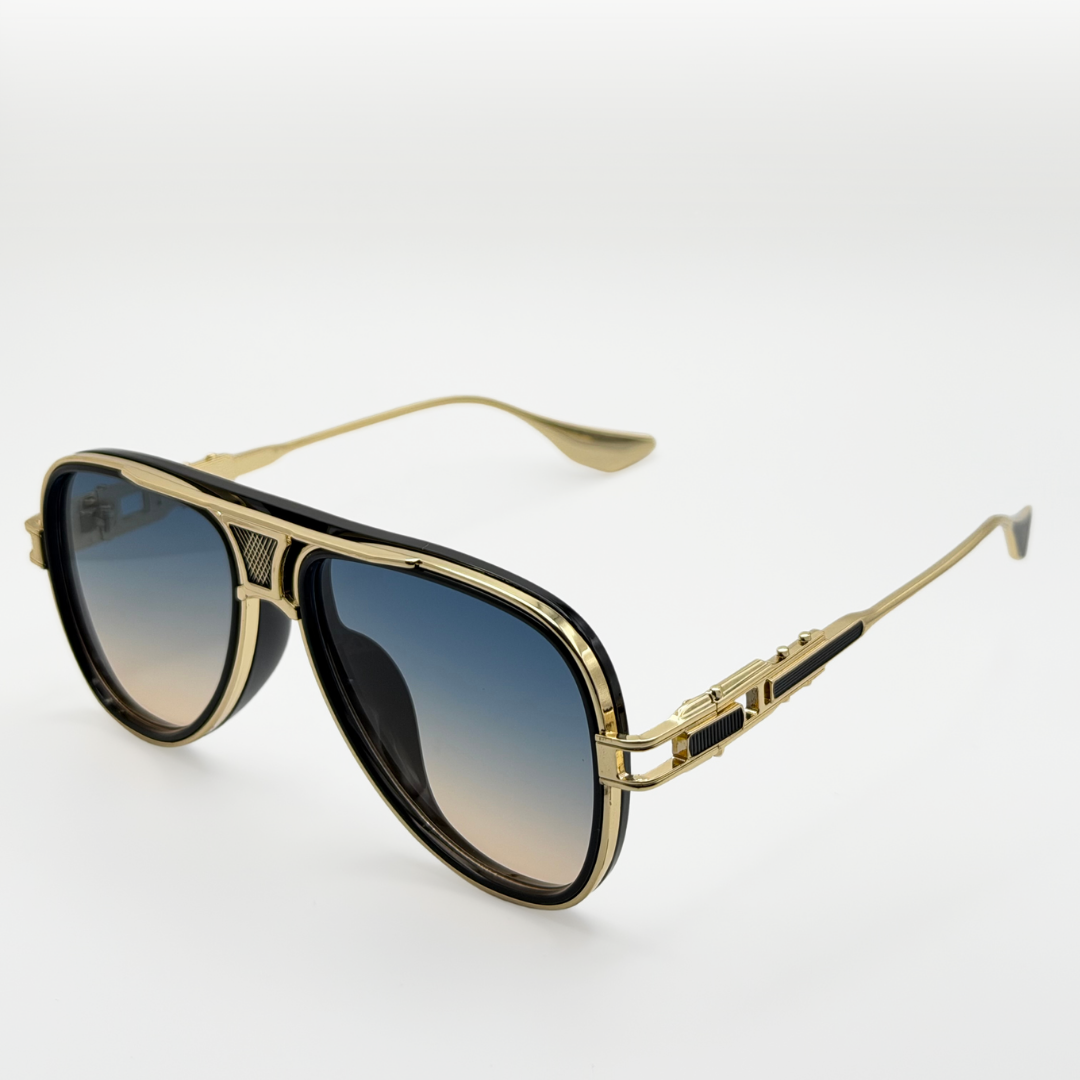 Retro Aviator Sunglasses Gold Black Frame Gradient Lens Uv400 Men Women adjustable tint sunglasses - View 1