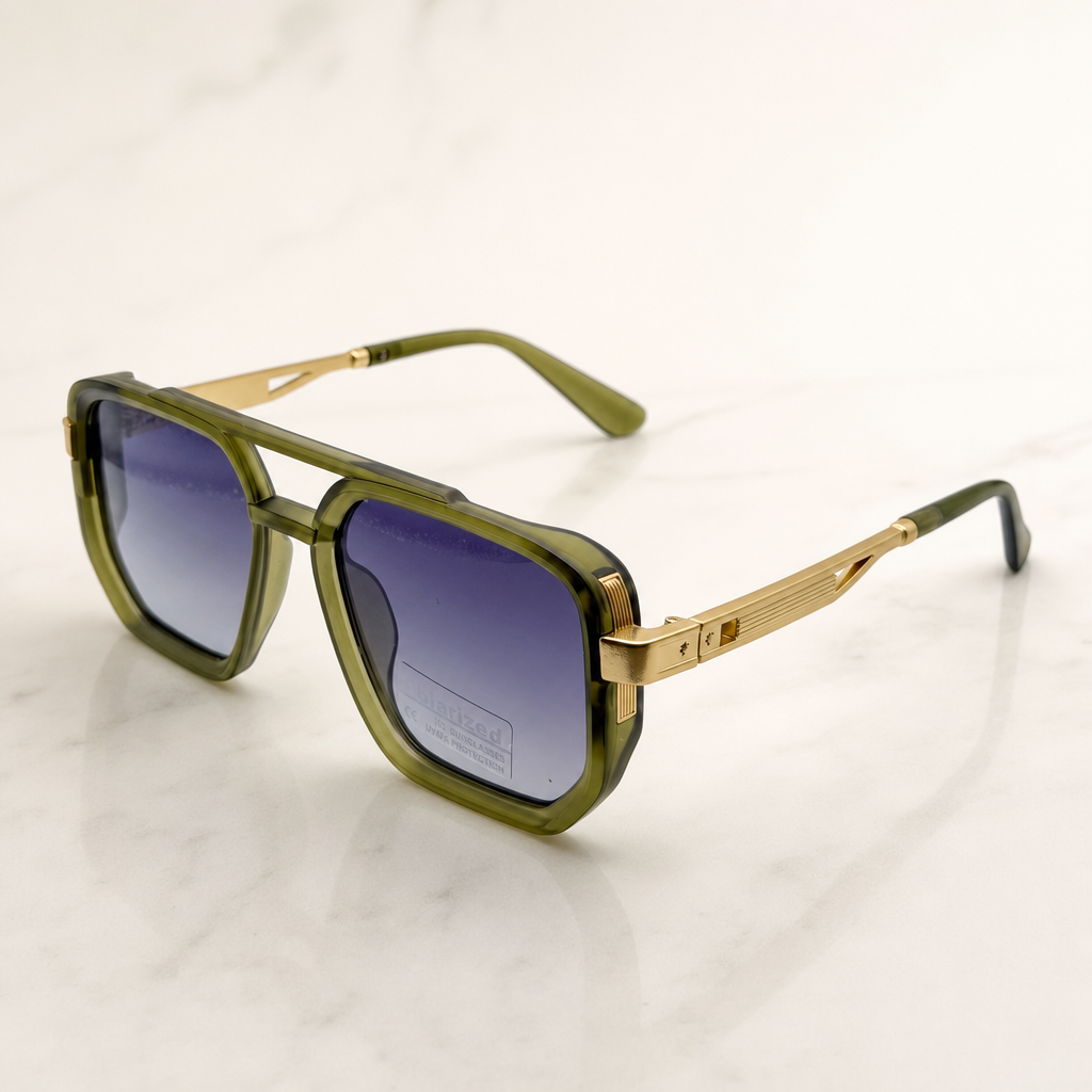 Retro Square Pilot Shades | Polarized UV400 Glasses | Unisex Eyewear