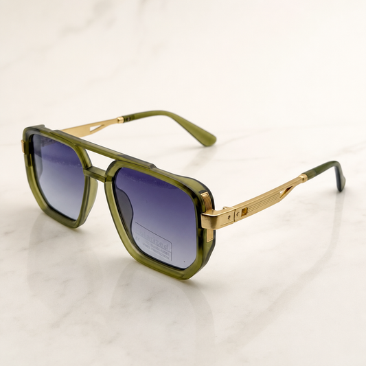 Retro Square Pilot Shades | Polarized UV400 Glasses | Unisex Eyewear