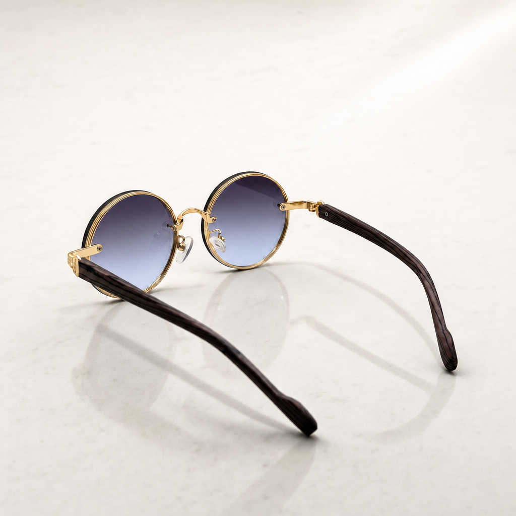 Round Vintage Sunglasses for Women & Men - Gradient Tinted Retro Circle Shades - Gold Frame Boho Festival Eyewear UV400