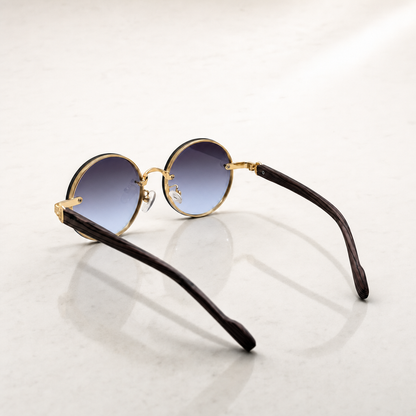 Round Vintage Sunglasses for Women & Men - Gradient Tinted Retro Circle Shades - Gold Frame Boho Festival Eyewear UV400