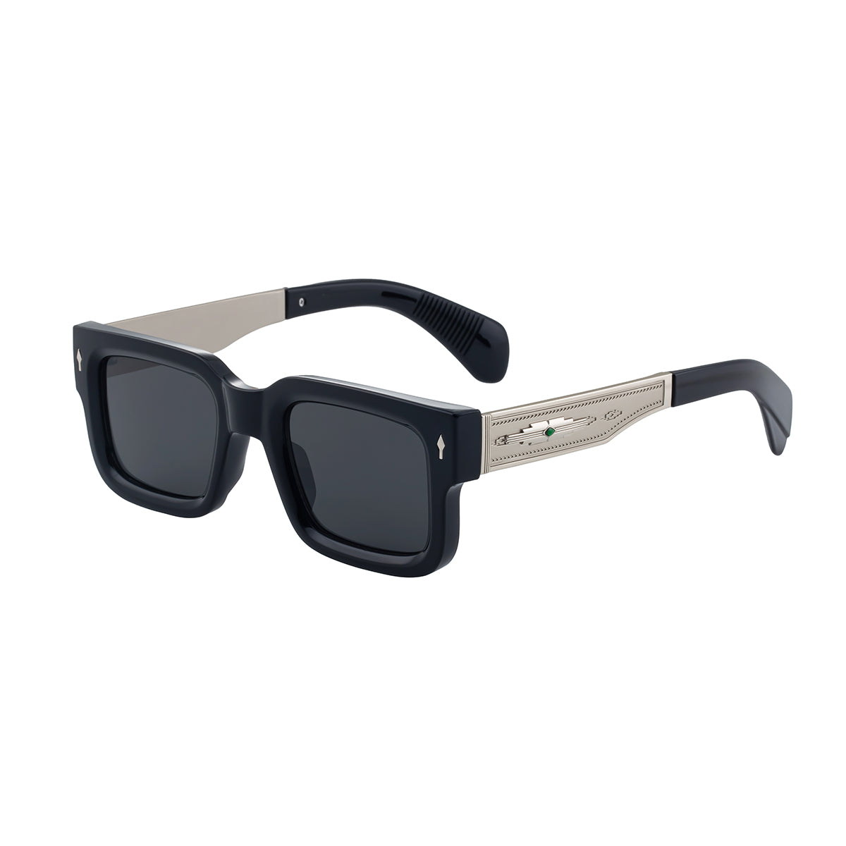 Vintage-Inspired Polarized Sunglasses: Square Multicolors Frame, Gold Temples, UV400 Protection with Personalized Sunglasses Case