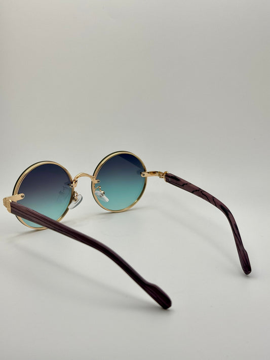 Round Vintage Sunglasses for Women & Men - Gradient Tinted Retro Circle Shades - Gold Frame Boho Festival Eyewear UV400