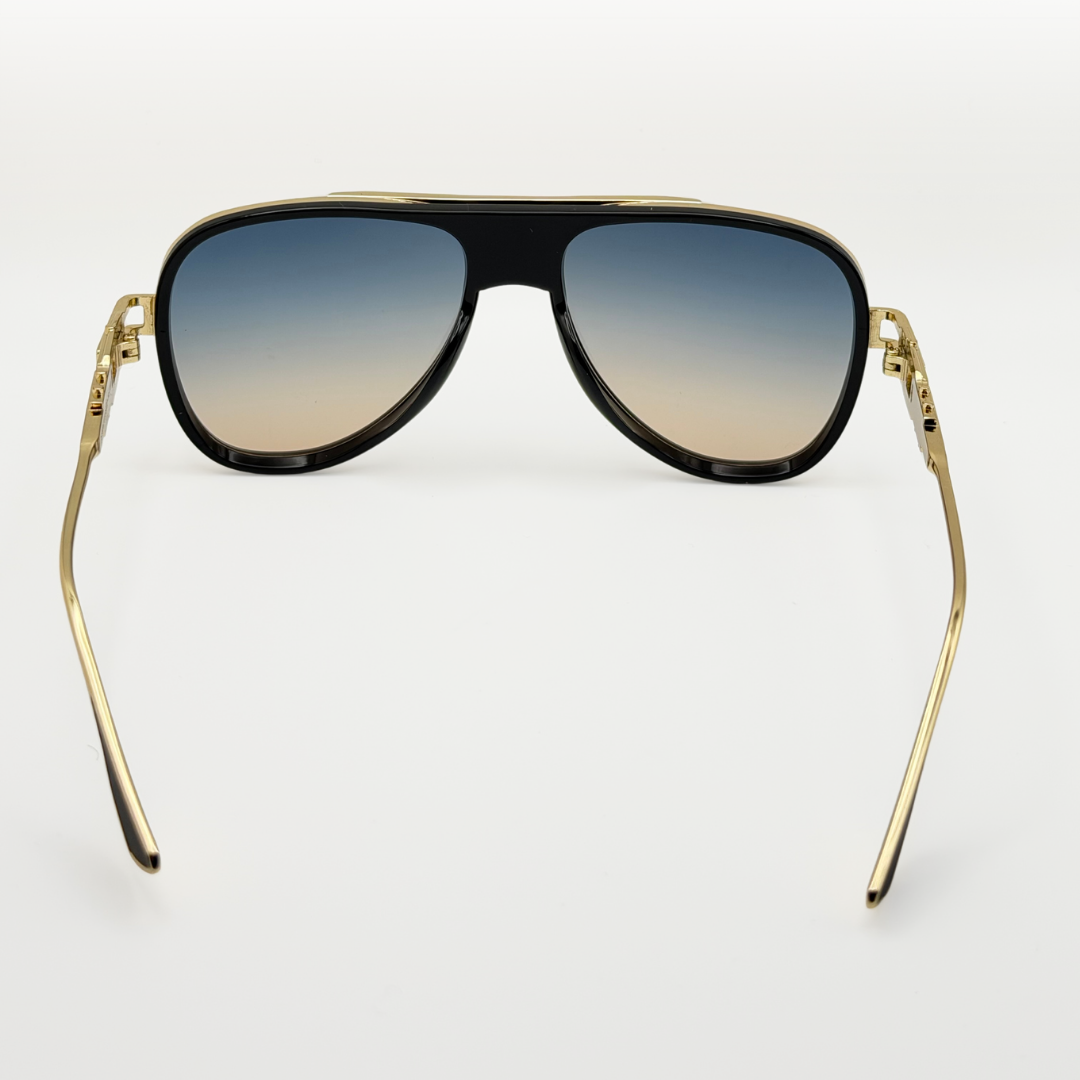 Retro Aviator Sunglasses Gold Black Frame Gradient Lens Uv400 Men Women adjustable tint sunglasses - View 4
