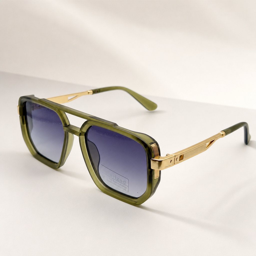 Retro Square Pilot Shades | Polarized UV400 Glasses | Unisex Eyewear