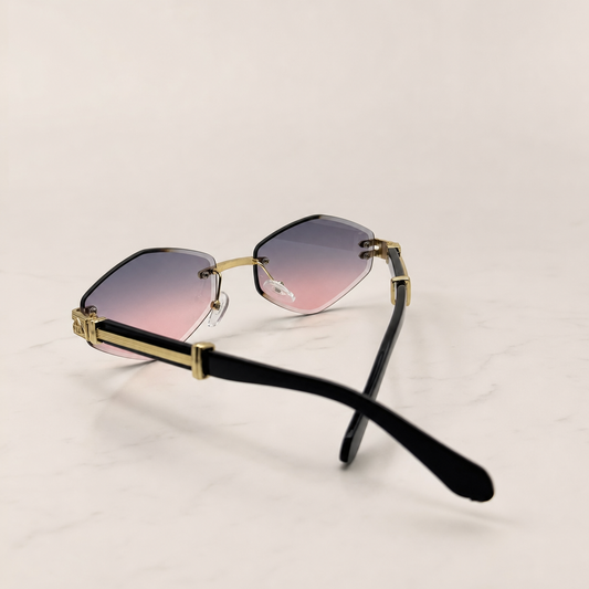 Rimless Geometric Sunglasses – Unisex Y2K Retro Luxury Shades with Gold Frame & UV400 Protection | Trendy Fashion Eyewear for Women & Men