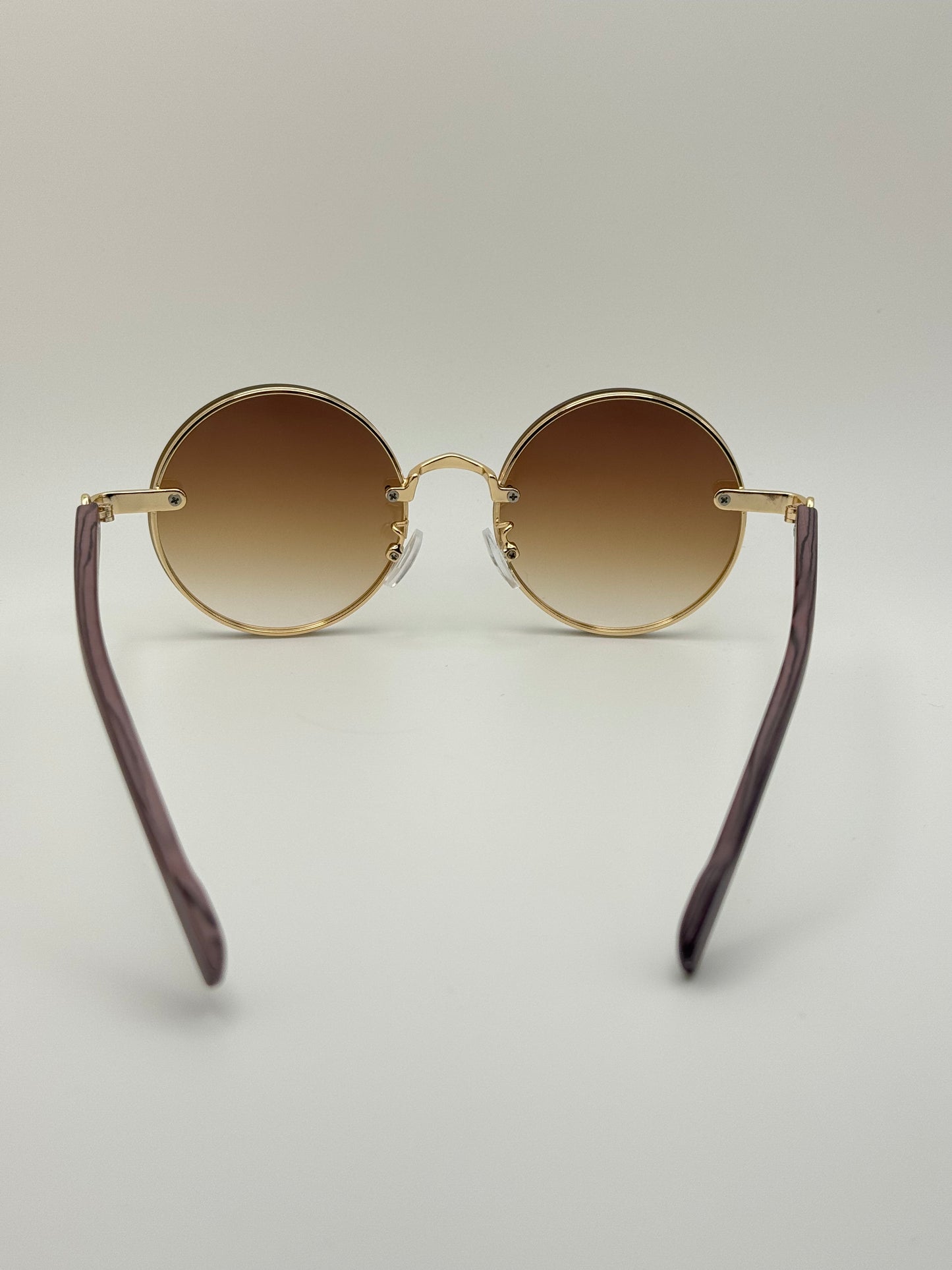 Round Vintage Sunglasses for Women & Men - Gradient Tinted Retro Circle Shades - Gold Frame Boho Festival Eyewear UV400