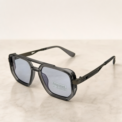 Retro Square Pilot Shades | Polarized UV400 Glasses | Unisex Eyewear