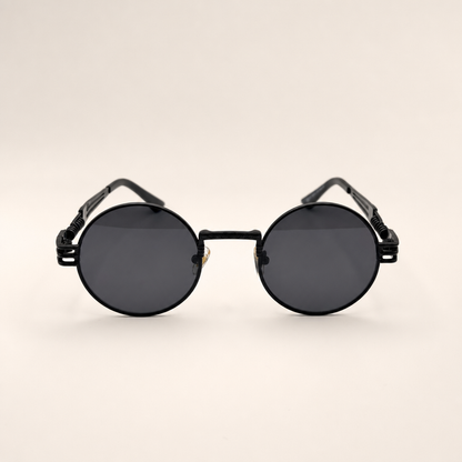 Retro Steampunk Round Sunglasses – Gold/Black Wire Frame UV400 Eyewear