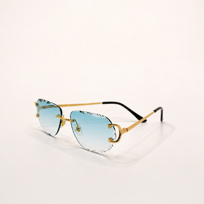 Diamond-Cut Elegant Rimless Gradient Sunglasses with Gold Frame For Men And Women