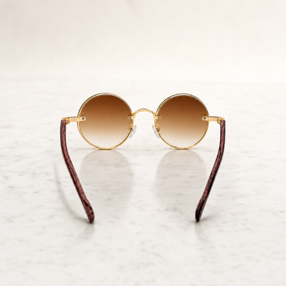 Round Vintage Sunglasses for Women & Men - Gradient Tinted Retro Circle Shades - Gold Frame Boho Festival Eyewear UV400