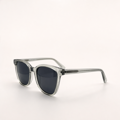 Crystal Grey Retro Acetate Titanium Polarized Sunglasses