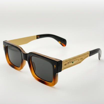 Vintage Polarized Square Sunglasses Amber Gold Frame adjustable tint sunglasses - View 1