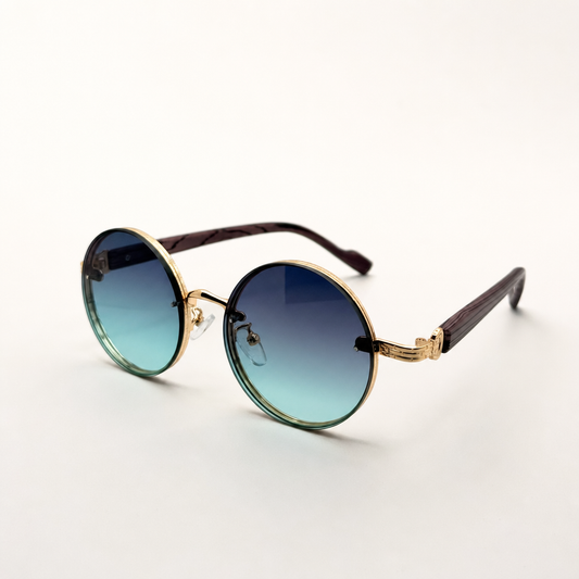 Round Vintage Sunglasses for Women & Men - Gradient Tinted Retro Circle Shades - Gold Frame Boho Festival Eyewear UV400