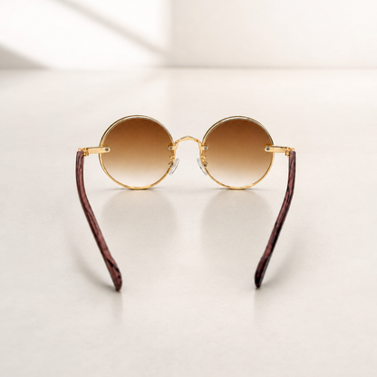 Round Vintage Sunglasses for Women & Men - Gradient Tinted Retro Circle Shades - Gold Frame Boho Festival Eyewear UV400