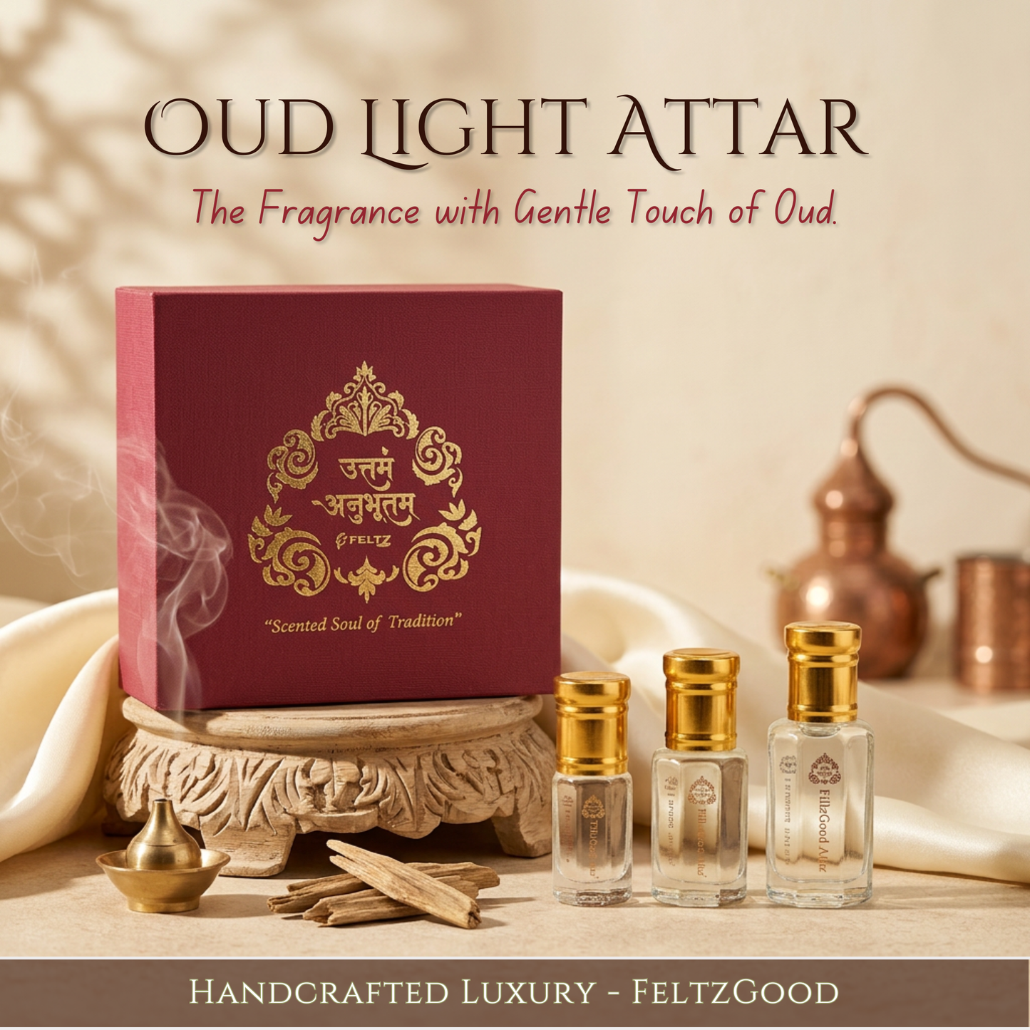 Oud Light Attar Perfume Oil Vegan Alcohol Free Agarwood Kannauj India - Alcohol-Free Traditional Indian Attar Perfume Oil - View 1