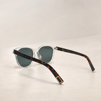Crystal Grey on Tortoise Acetate Polarized Sunglasses
