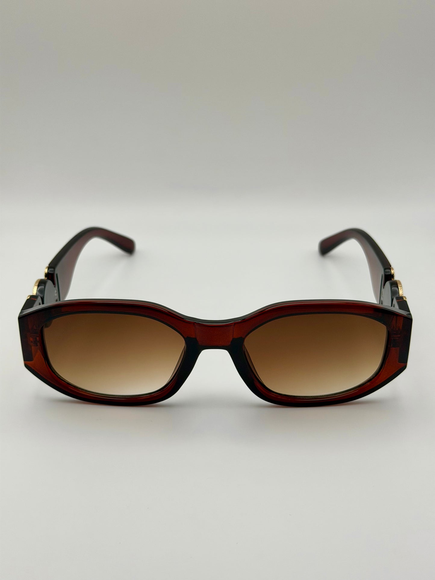 Vintage Rectangle Black Sunglasses | Retro Designer-Inspired Shades | Gold Medallion Statement Glasses | UV Protection Women Sunglasses