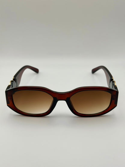 Vintage Rectangle Black Sunglasses | Retro Designer-Inspired Shades | Gold Medallion Statement Glasses | UV Protection Women Sunglasses