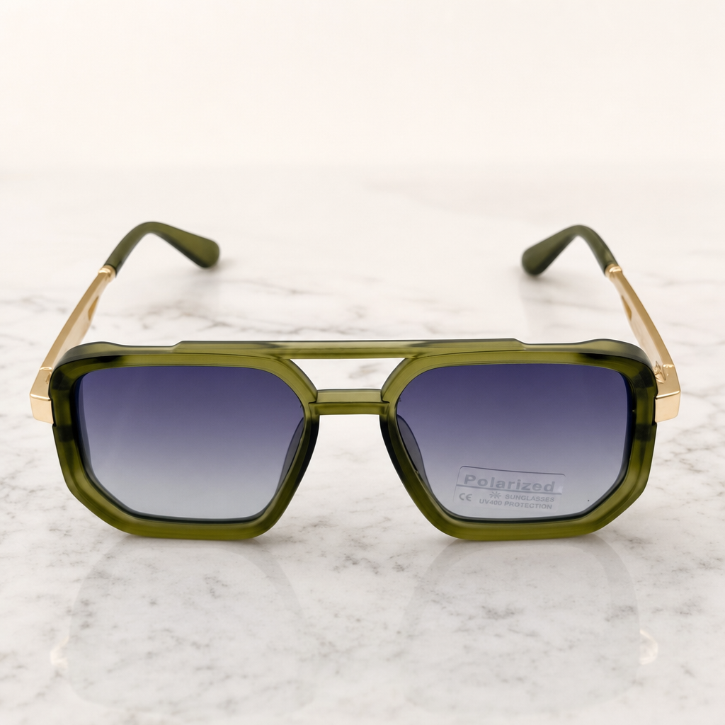 Retro Square Pilot Shades | Polarized UV400 Glasses | Unisex Eyewear