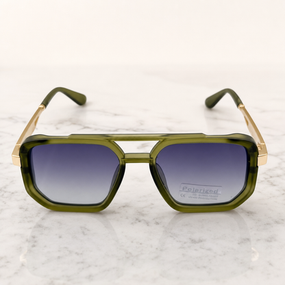 Retro Square Pilot Shades | Polarized UV400 Glasses | Unisex Eyewear