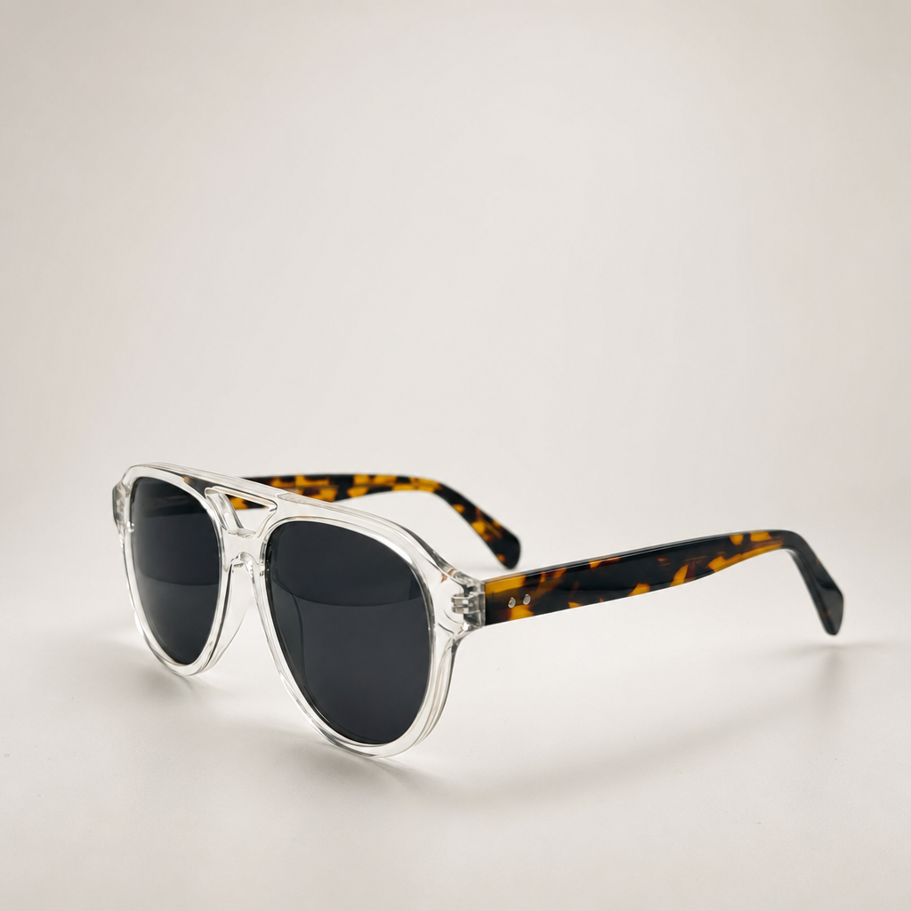 Crystal Tortoise Aviator Acetate Polarized Unisex Sunglasses