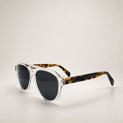 Crystal Tortoise Aviator Acetate Polarized Unisex Sunglasses